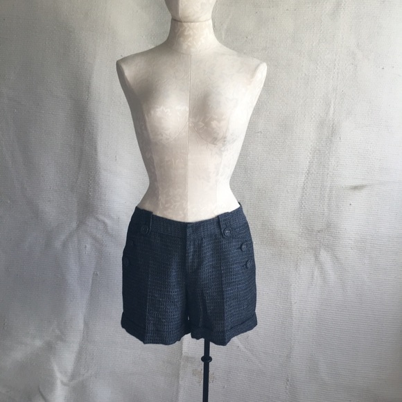 HVOFFRS Anthro NWOT Silk Tweed Dressy Shorts Blue - Picture 2 of 8